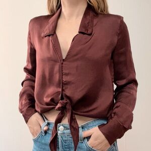Satin Wilfred button and tie up top